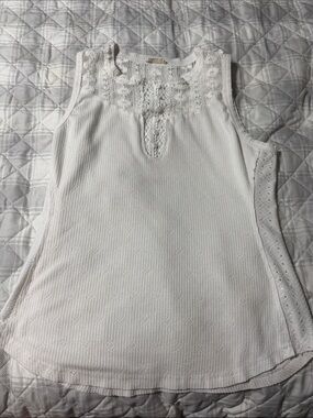 Miss Me White Lace-Trim Sleeveless Knit Tank